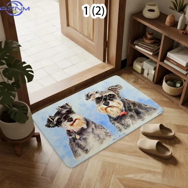 Schnauzer Entryway Rug Dog Door Mat Indoor Outdoor Decorative Floor Mat Durable Non-Slip Textured Home Entrance Hallway Pet
