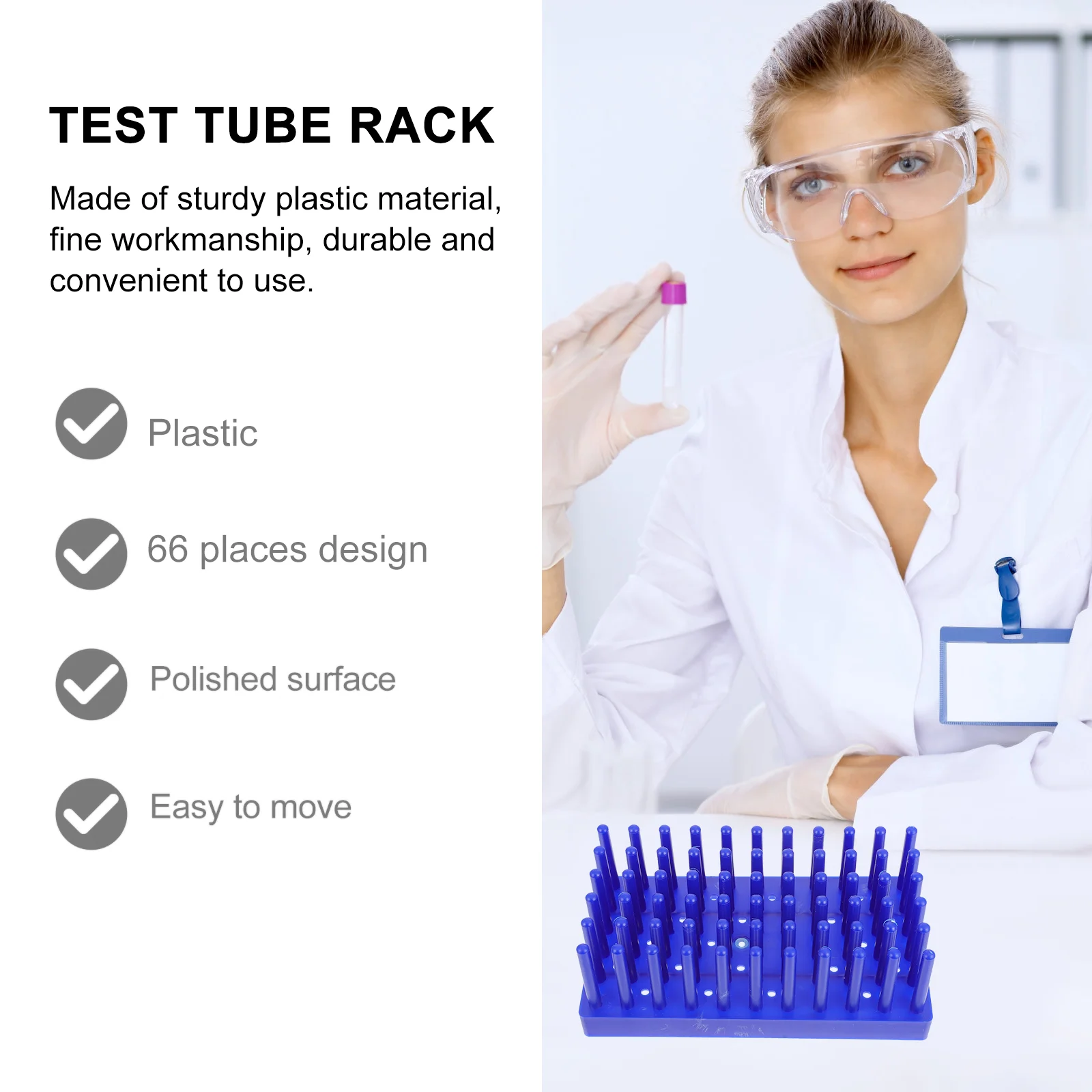Plastic Test Tube Drying Rack 66 Place Pillar Test Tube Stand for Drying Test Tube Test Tube Holder Labs Test Tube Rack