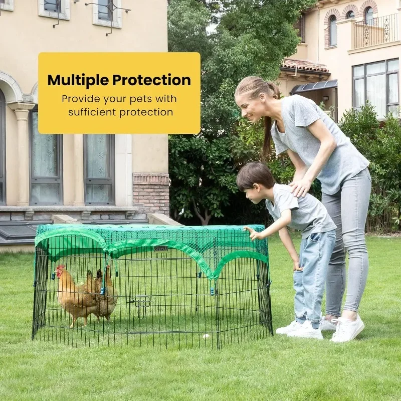 8 Panel Foldable Outdoor Backyard Metal Coop Chicken Cage Enclosure Duck Rabbit Cat Crate Playpen Exercise Pen