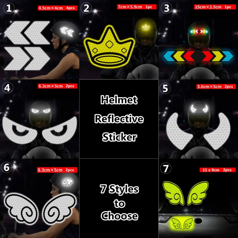 Creatieve waterdichte pijlen ogen vleugels kroon motorhelm decal nacht waarschuwingssignaal reflecterende sticker exterieur accessoires