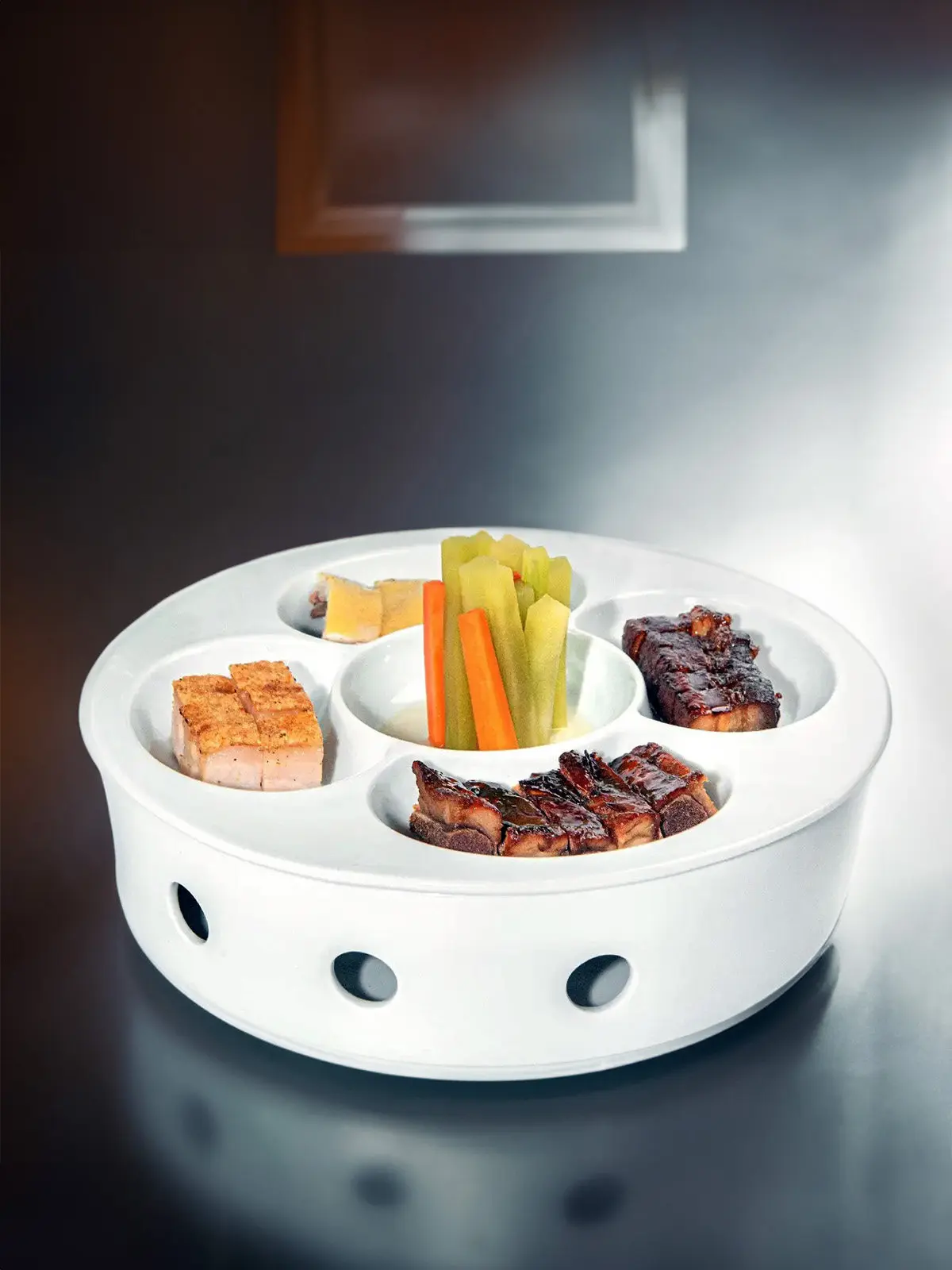 Agritainment Five Flavors Platter Brine Chinese Plate Hot and Cold Dishes Pure White Specialty Soil Restaurant Heating Tableware
