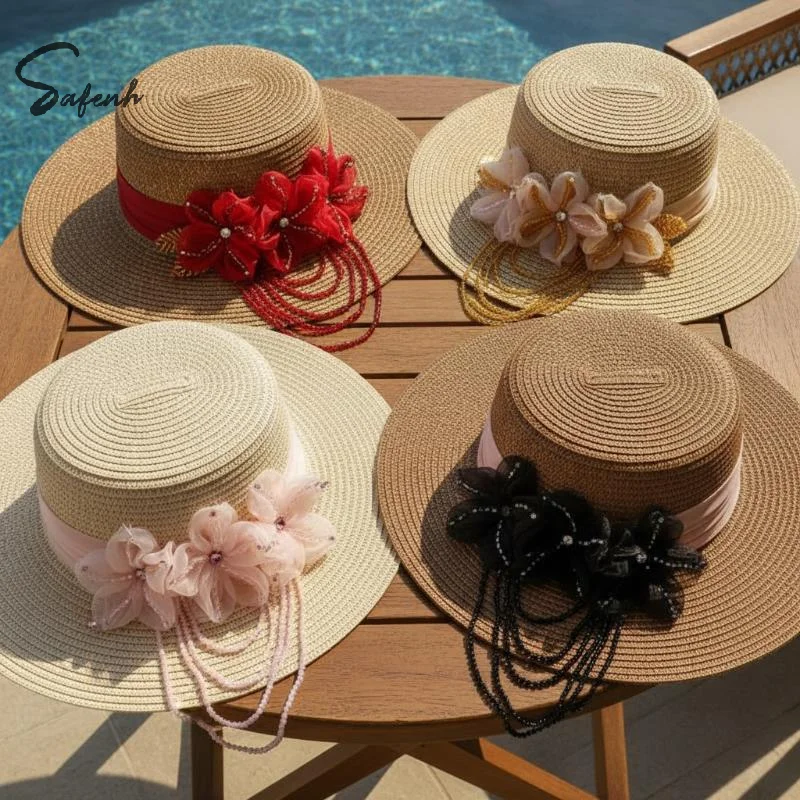 1Pcs Fashion Beaded Decoration Flower Patch Detachable Tassel DIY Sewing Decals Crystal Chiffon Stage Clothing Shoulder Strap