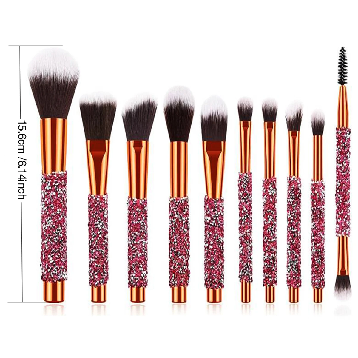 10-Piece Women\'s Pink Wrapped Diamond Beginner Makeup Brushes Multifunctional Beauty Facial Tools Black Friday Mother\'s Day Gift