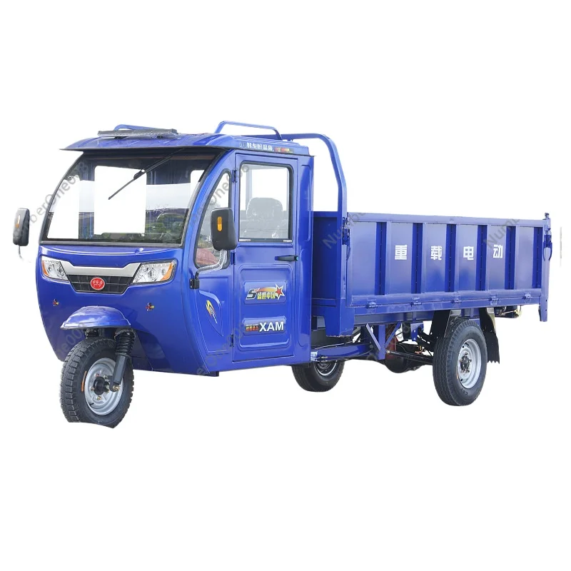 Load-loaded closed motor-loaded oversized carriage partial disc electric dump tricycle