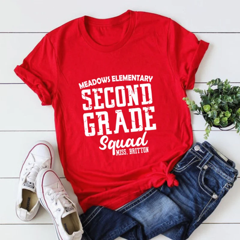 Second Grade Squad Tshirt First Grade Squad Tee Teacher Team Shirt Teacher Squad Shirt Personalized for Teachers Team Shirts L