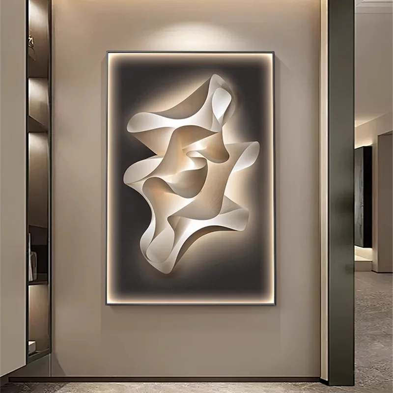 Modern Luxury LED Wall Lamp Crystal Porcelain Corridor Living Room Decoration Abstract Hanging Painting Indoor Home  Mural Light