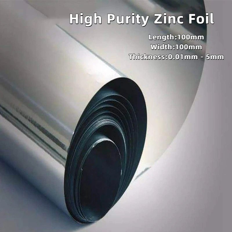 1Pcs High Purity Zinc Foil Zinc Plate Zn99.999% for Scientific Research and Experiment Size=100x100mm Thickness=0.01mm - 5mm