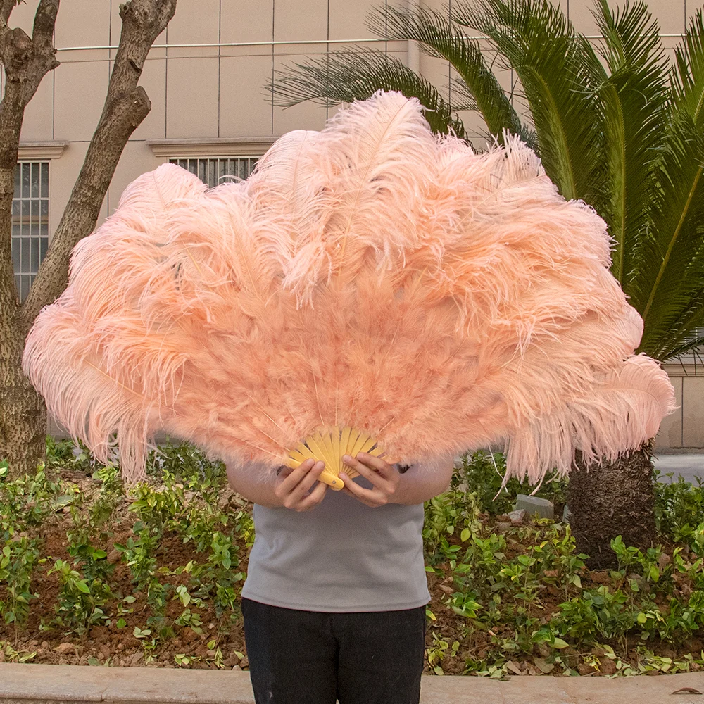 High Quality Ostrich Feather Fans for Wedding Performance Party Stage Show Props Marabou Ostrich Feather Fan Large Customized