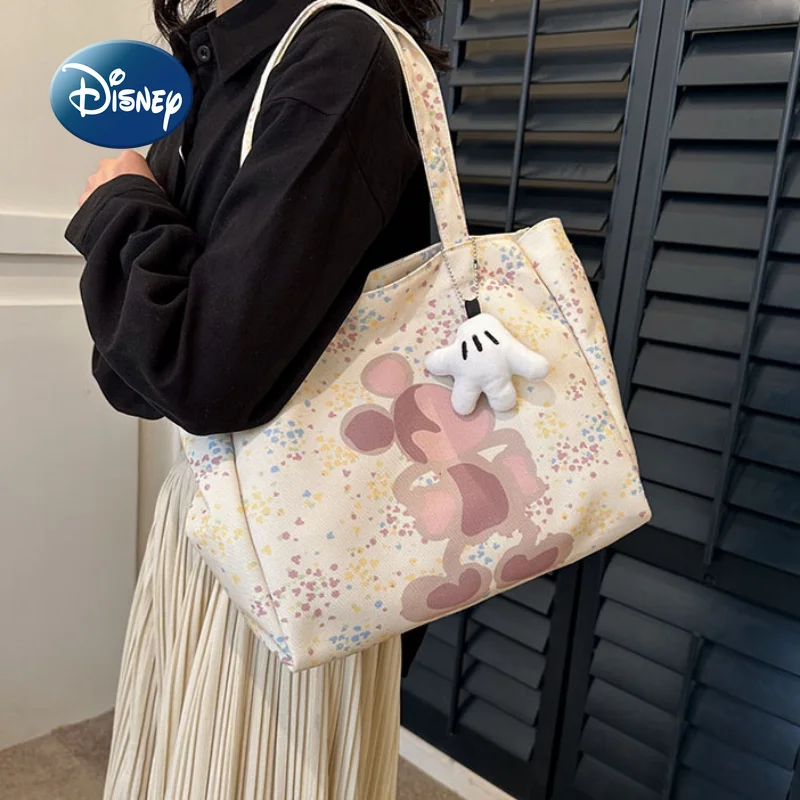 Disney Mickey New Women's Handbag Cartoon Cute Women's Shoulder Bag Large Capacity Fashion Casual Women's Bag Storage Tote Bag