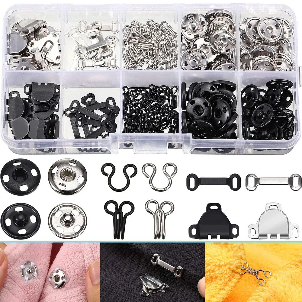 خطافات خياطة عيون أدوات تحديد الملابس ، أزرار الطقات المعدنية ، السحابات للسراويل ، فستان تنورة ، لتقوم بها بنفسك العرض ، مجموعة 100 قطعة #1