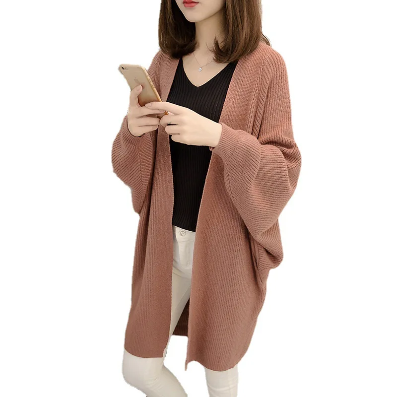 Autumn and Winter Korean Version of The Fashion Medium-length Sweater Knitted Cardigan Long-sleeved Women's Casual Sweater Coat