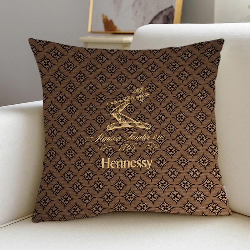 Home square pillow bedroom sofa leisure comfortable pillow car living room Hennessy Brandy brand logo tide pillowcase Home Decor