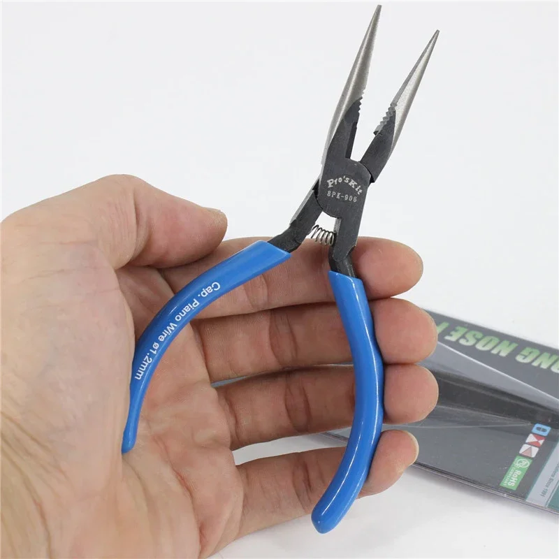 Carbon steel shear wire special needle nose pliers Pro\'skit 8PK-906-C  5.5 inch anti-rust fine tip maintenance electronic pliers