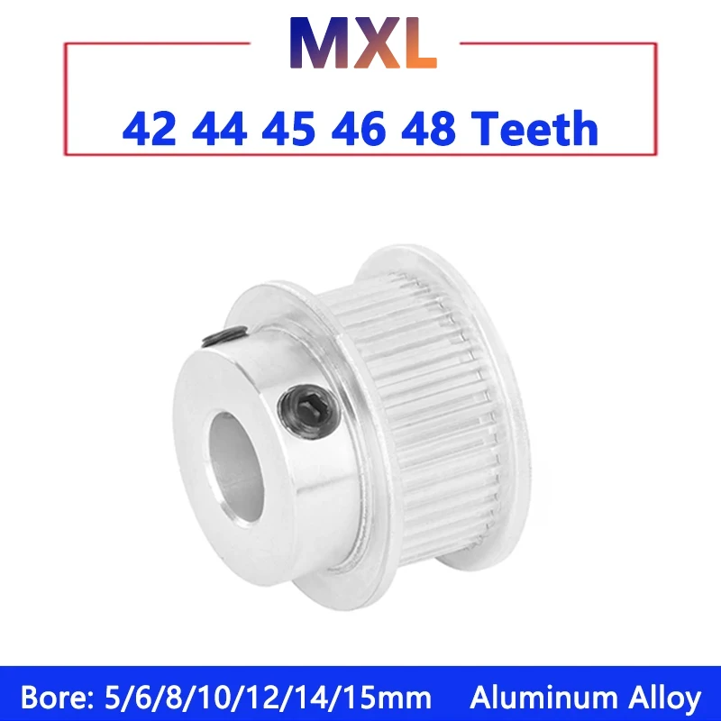 1pc MXL Aluminum Timing Pulley 42 44 45 46 48 Teeth Drive Synchronous Wheel for Belt Width 6mm 10mm Bore 5 6 8 10 12 14 15mm