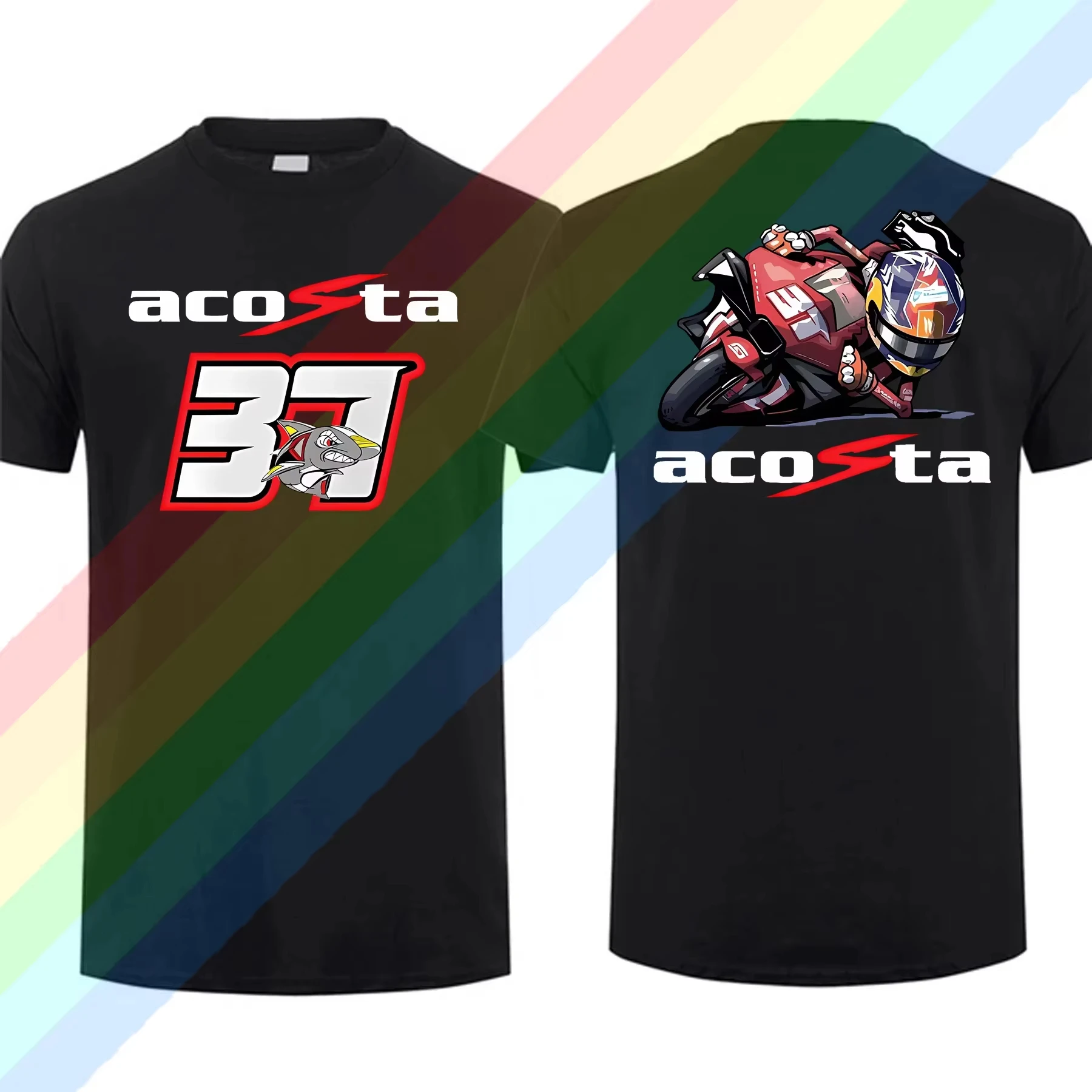 جديد 37 أسطورة بيدرو أكوستا القرش GP سباق ركوب تي شيرت الرجال والنساء قصيرة الأكمام مغامرة عادية الأبيض تيز الهيب هوب ركوب موتو