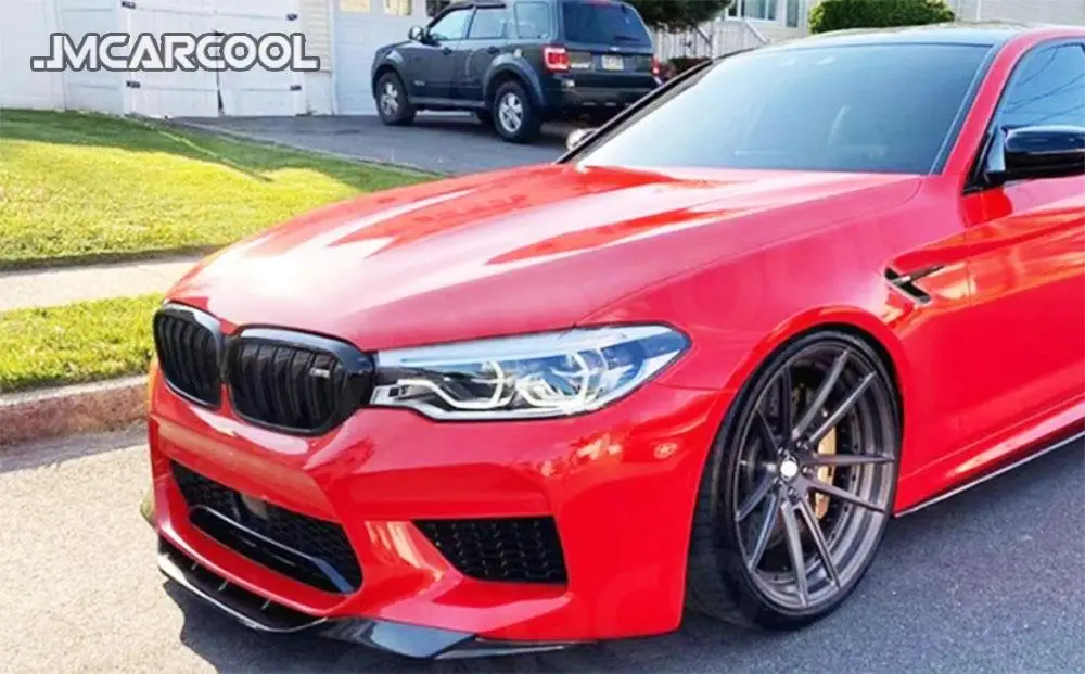 JMCARCOOL ألياف الكربون الجبهة حافة مصد السيارة سبويلر ملحقات لسيارات BMW 5 Series F90 M5 سيدان 2018 2019 2020