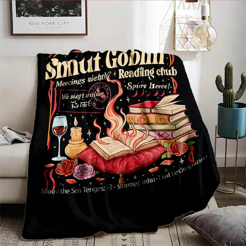 Smut Goblin Dark Romance Bookish Flannel Blanket, Spicy Book Club Flannel Throw, Date with A Book Cozy Blanket, Spread