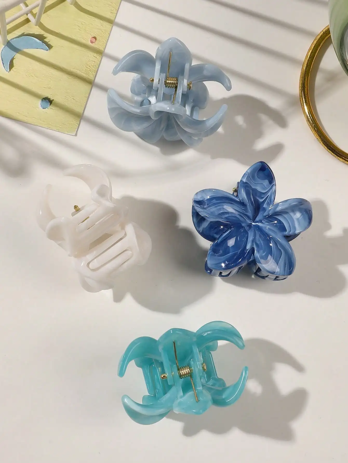4 Stück mehrfarbige Blumen-Haarklammern für Frauen und Mädchen, rutschfest, niedlich, modisch, Haarschmuck, kleine Haarnadel, Krabben-Haarspange-Stil – Detail 35