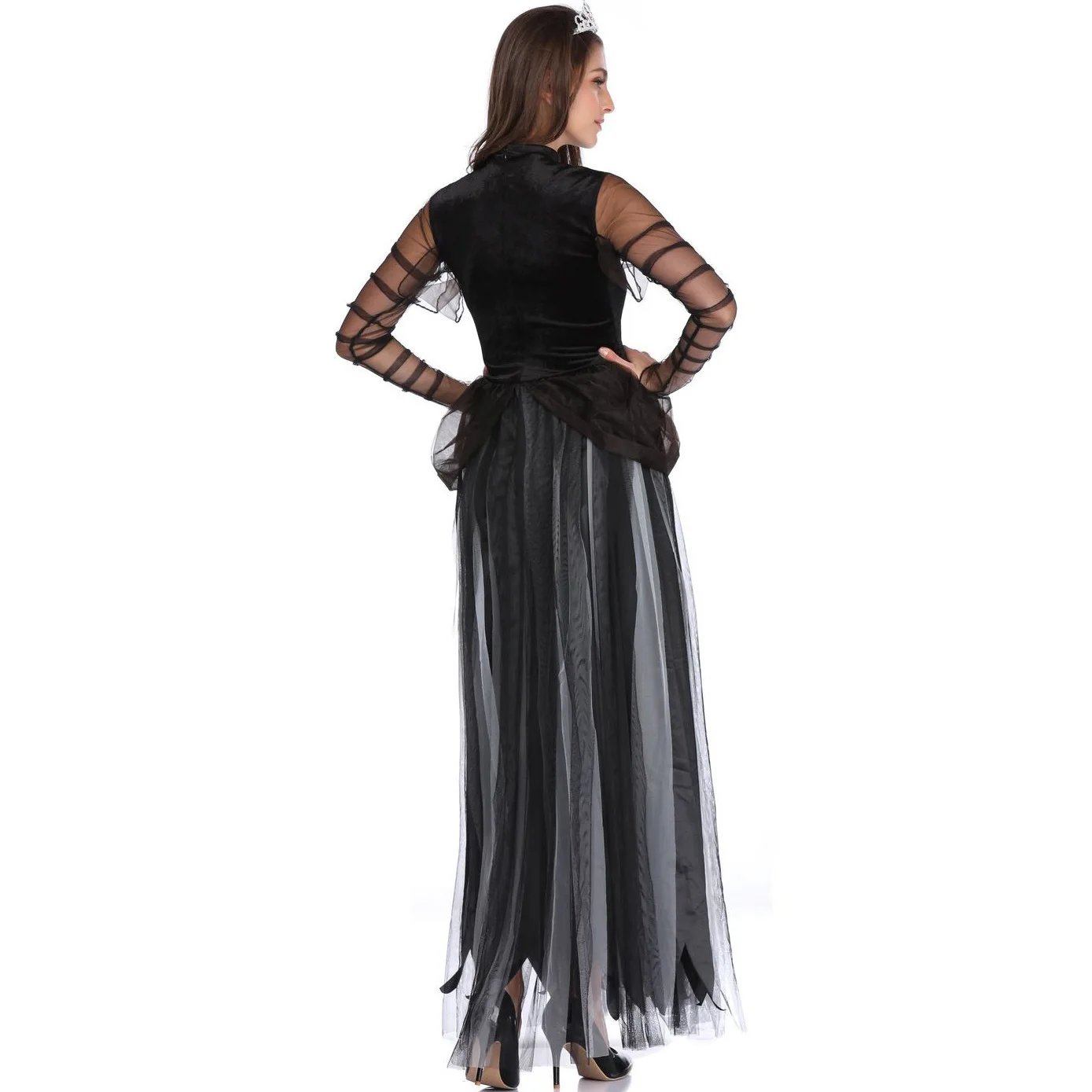 Costume de Cosplay de Vampire Zombie avec Crâne Effrayant pour Femme, Vêtements de ixd'Halloween et de Carnaval, Robe de Barrage pour Adulte