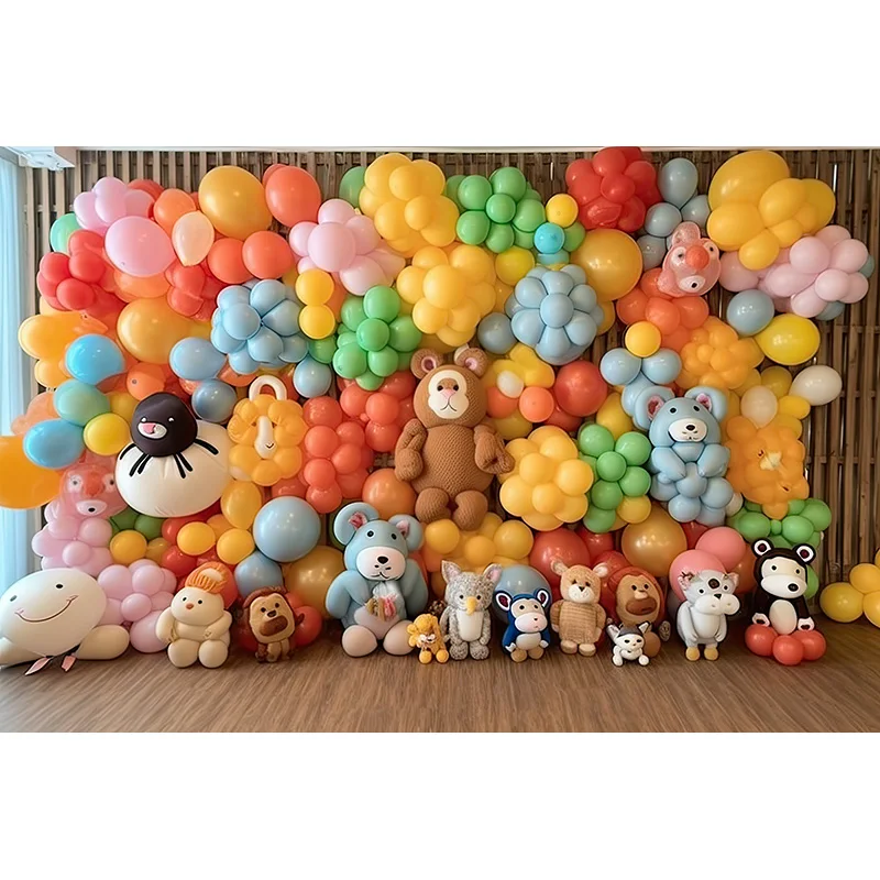 Festa di compleanno fotografia fondali puntelli animali dei cartoni animati Baby Shower Studio fotografico sfondo palloncini Ocean Fish Ani-01