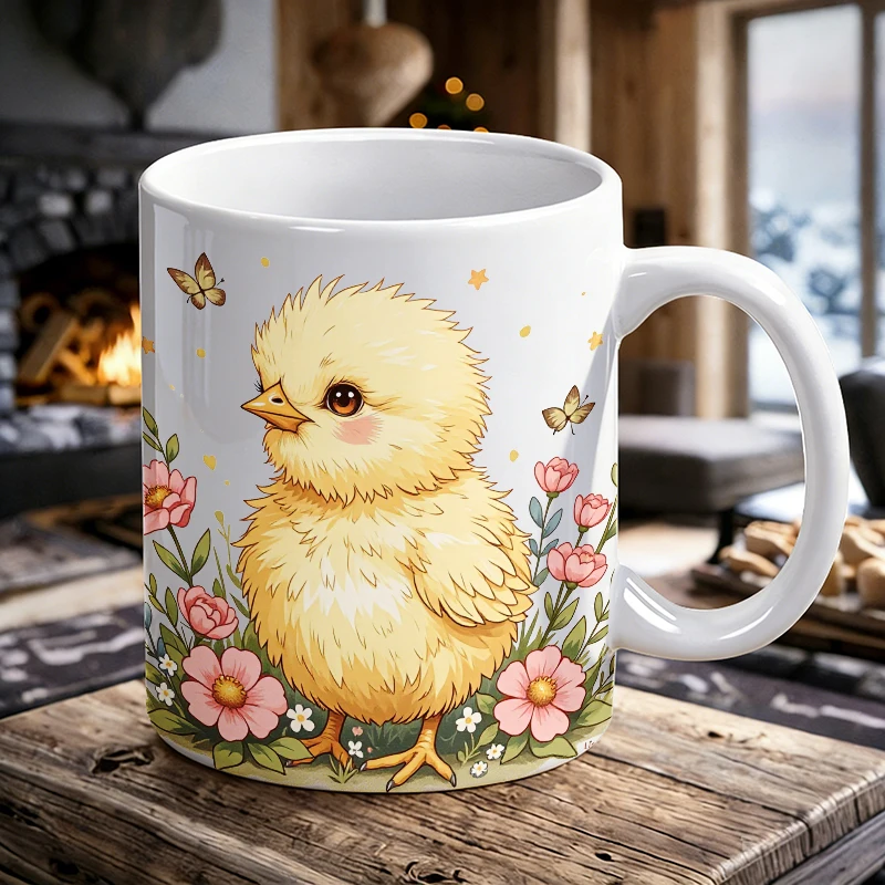 

1PCS Countryside Little Chicken Ceramic Cup, Coffee Cup, Milk Cup, Office Tea Cup, Drinking Cup, Fade-Resistant,Gift for Friends