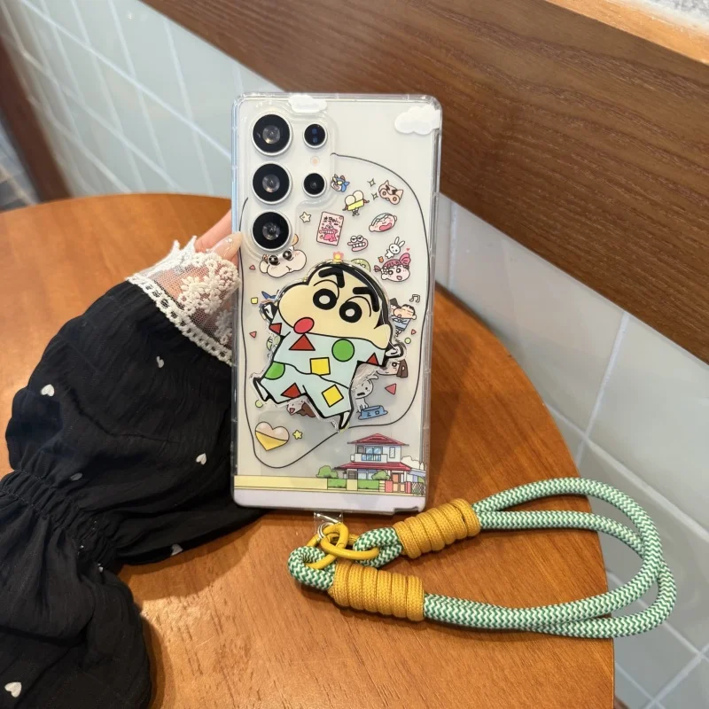 Funda de teléfono Anime Crayon Shin-chan para Samsung Galaxy S20 S21 S22 S23 S24 S25 Ultra Plus fe train travel Shinchan funda con soporte