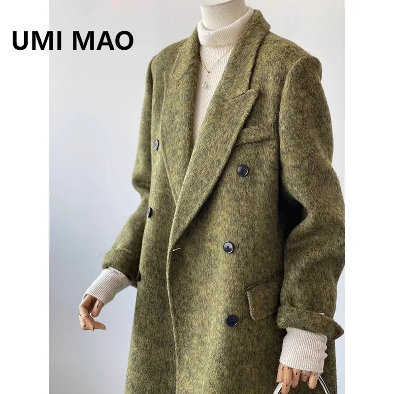 

UMI MAO Высококачественное двустороннее шерстяное пальто с прямыми плечами, осень-зима, новая элегантная женская шерстяная куртка, женское пальто