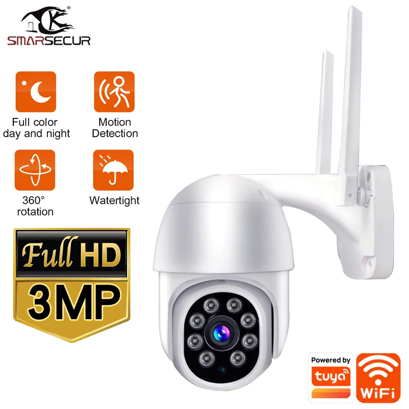 Tuya 1080P IP Camera Wifi Outdoor Speed Dome Wireless Wifi Security Camera Pan Network CCTV Surveillanc