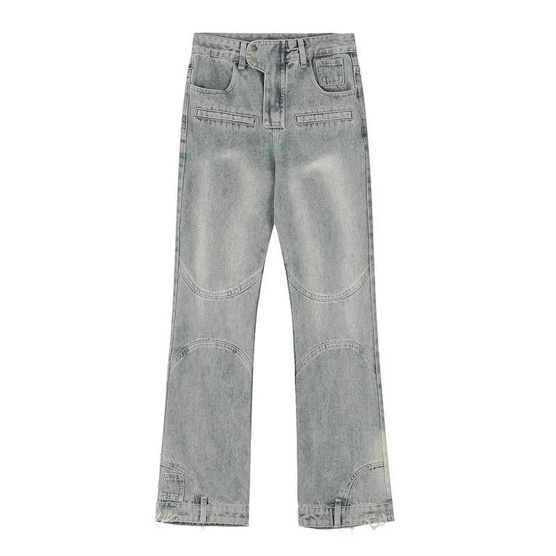

Hi Street Vintage Cargo Jeans Pants Straight Loose Casual Denim Trousers For Male Hip Hop
