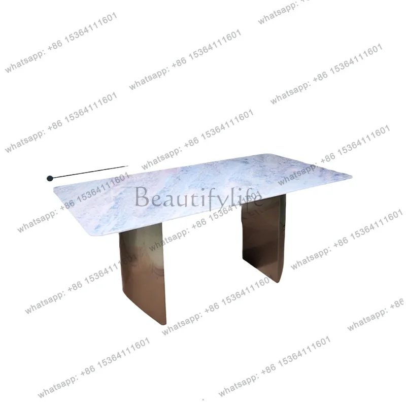 

Обеденный стол из натурального синего кристаллического камня, итальянский минималистичный стол из мрамора премиум-класса в стиле лёгкой роскоши