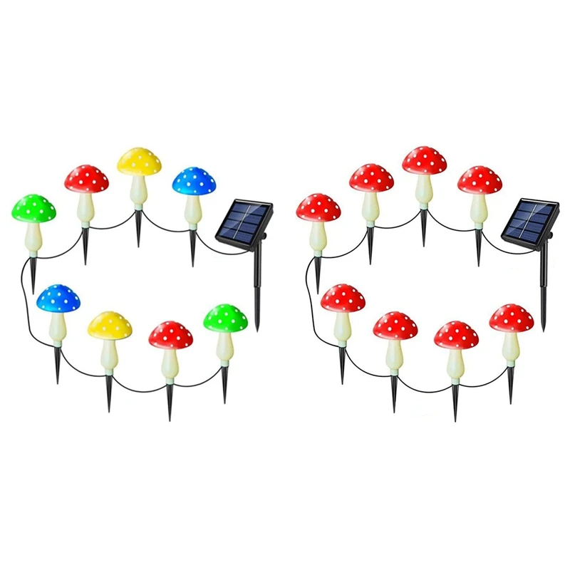 Lâmpada solar inteligente de cogumelo, à prova d'água, multicolorida, cogumelo, lâmpada led para natal, dia das bruxas, jardim, quintal, gramado, 8 peças