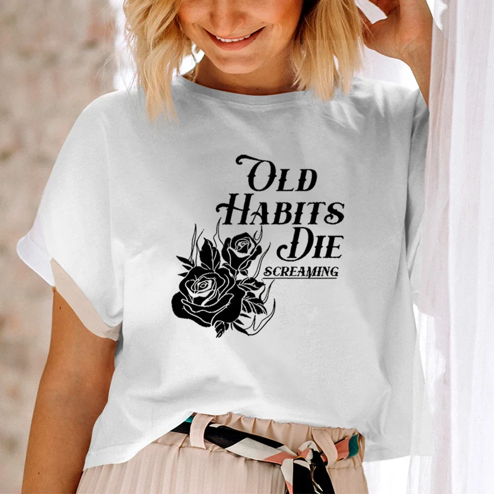 Music Album tshirt Old Habits Die Screaming The Tortured Poets Department Black Dog TTPD Tee Women\'s Graphic Top Casual shirt