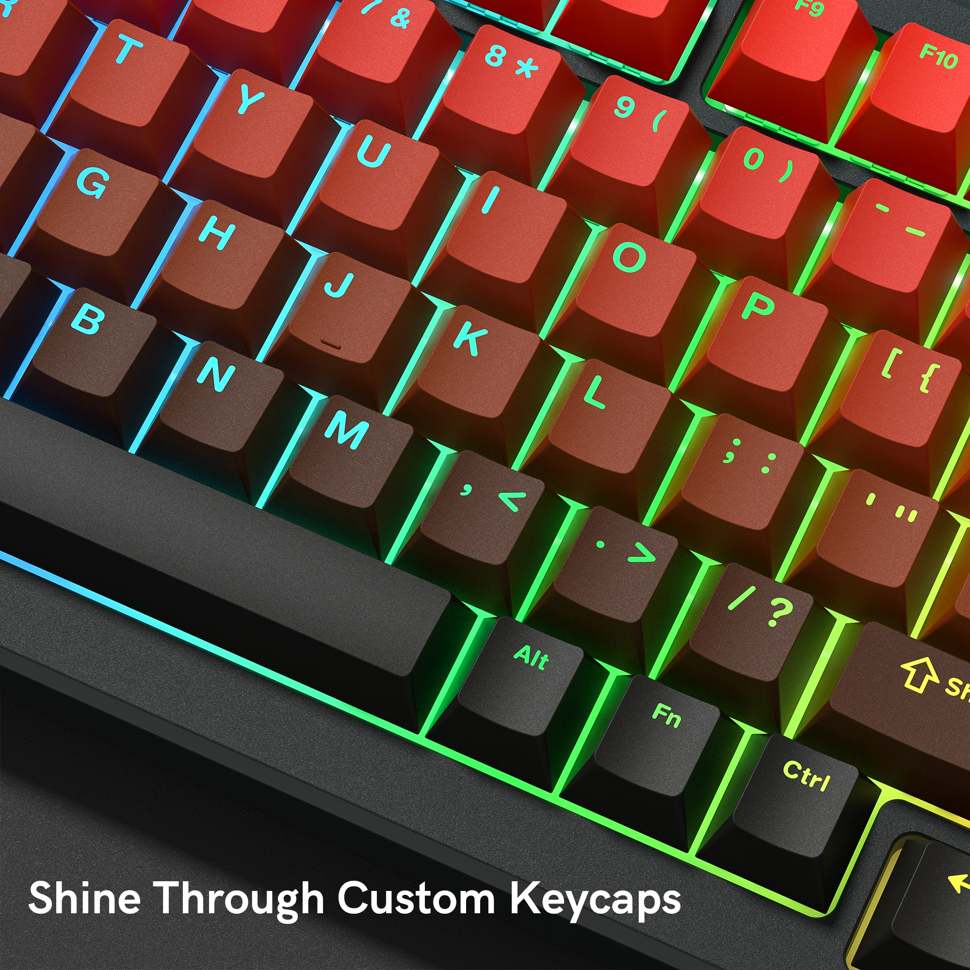 Capuchons de touches rétroéclairés rvb, profil cerise rouge dégradé, PBT, Double injection, brillant, pour commutateurs Cherry MX, clavier mécanique