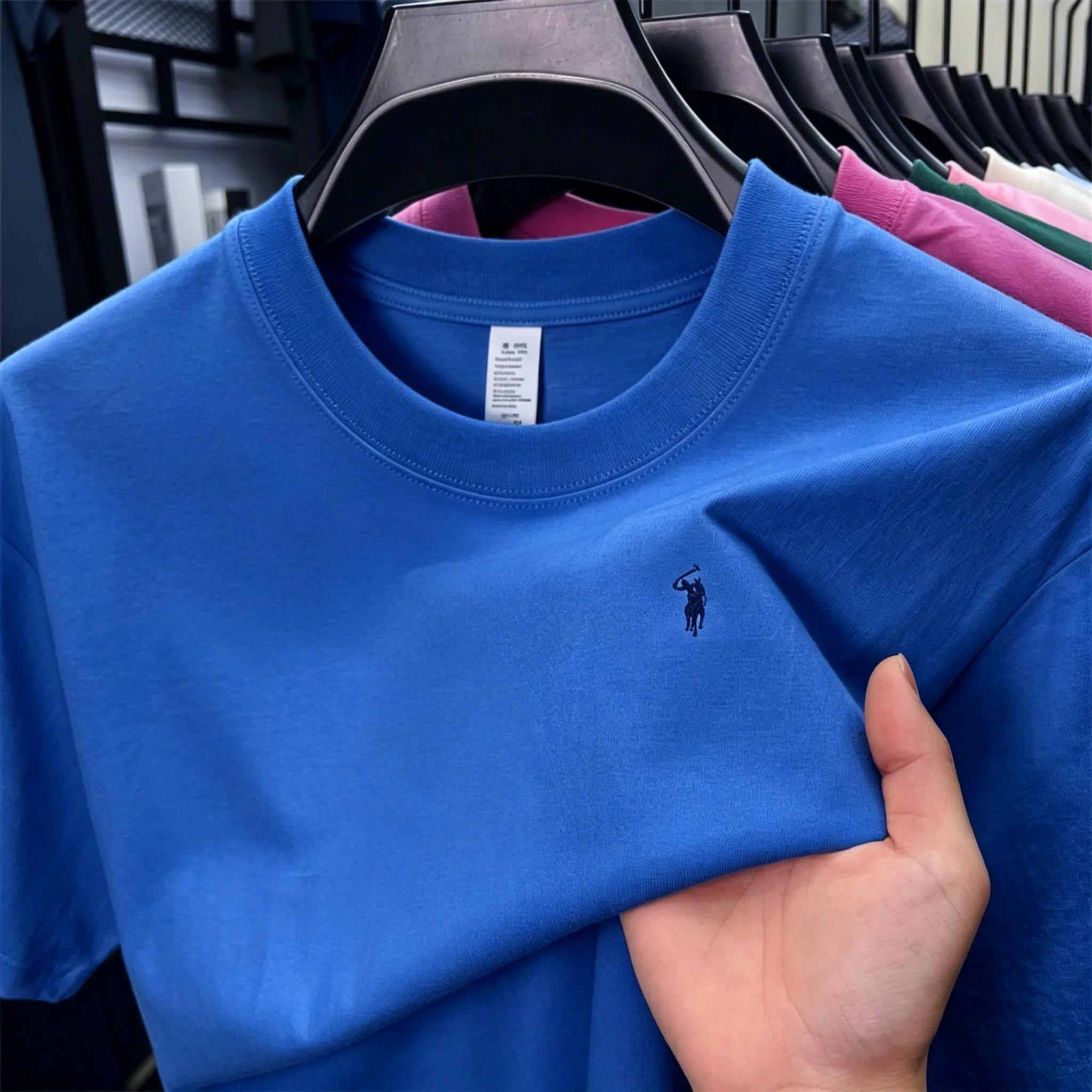 100% Baumwolle Herren Kurzarm-T-Shirt Modemarke Paul Pony Stickerei Sommer Neu High-End Bequemes Lässiges Rundhals-Oberteil