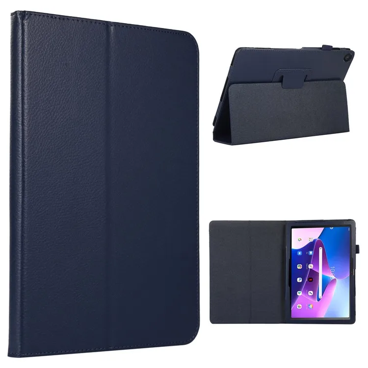 

For Lenovo Tab M10 (Gen 3) Litchi Texture PU Leather Case Full Protection Stand Tablet Cover - Dark Blue