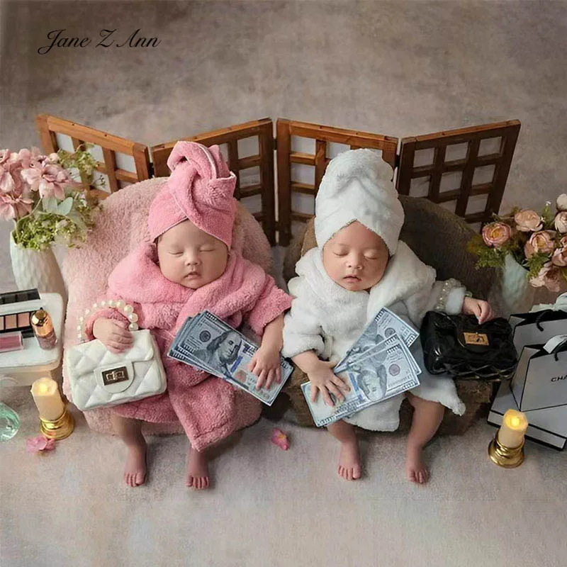 

Baby bathrobe photo outfit set infant photography costume with hat robe slippers newborn shower towel dress for boys girls