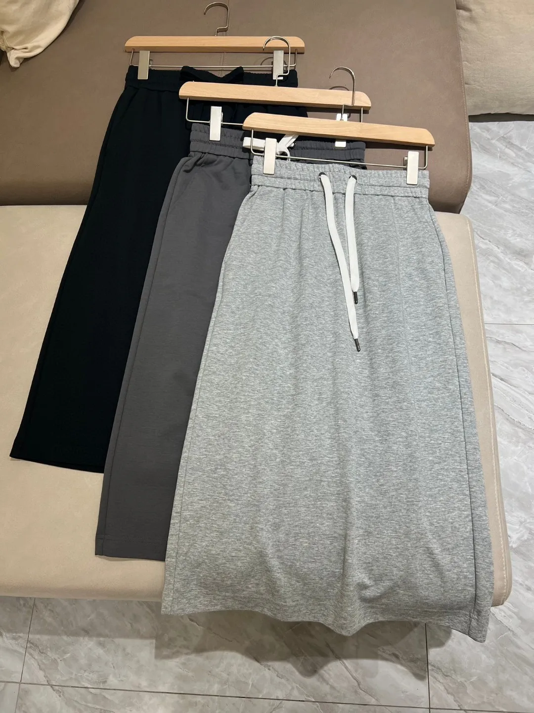 

Bc* Summer Fashion New Sports Casual Skirt Loose Waist Rope Tie-in Lazy Pure Color Skirt High Quality