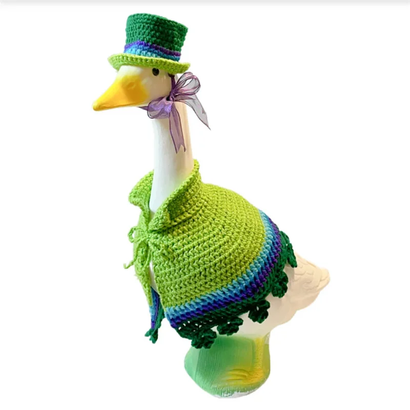 Pure Hand crocheted Funny Gentlemanly style For Goose Top hat and bow tie For Goose cosplay costume Reusable Poultry Costume