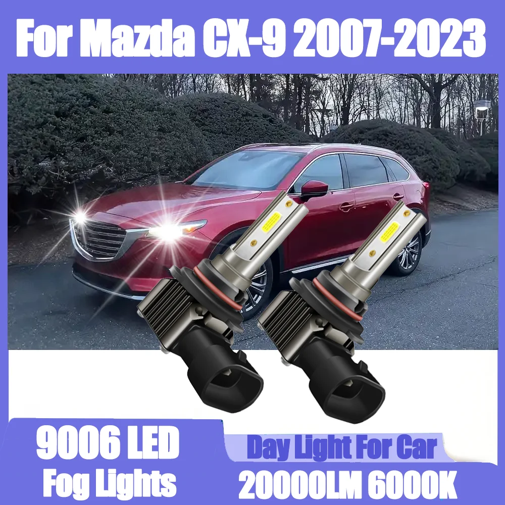 

2PCS 20000LM 9006 Fog Lamps Canbus 90W LED Fog Lights 6000K White Super Bright For Mazda CX-9 2007-2023 2008 2009 2010 2011 2012