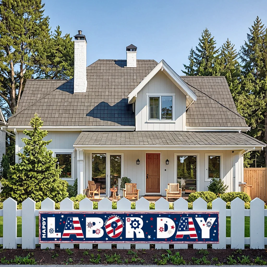 لافتة وطنية باللون الأحمر والأبيض والأزرق، لافتة العلم الأمريكي، لافتة يوم العمال للاحتفال في الهواء الطلق والحدث الوطني #3