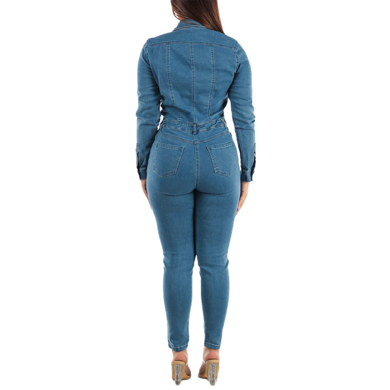 Tute in Denim One Piece Pencil guaina Jean tuta monopetto Solid Skinny Washed Jeans alla caviglia High Street