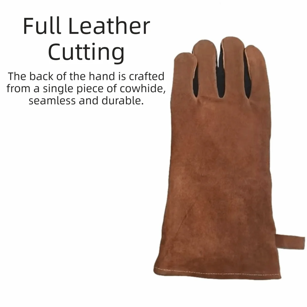 Heat-Resistant Electric Welding Gloves Wear-Resistant Thick Welding Gloves Long-Term Protective Anti-Splash Cowhide Gloves