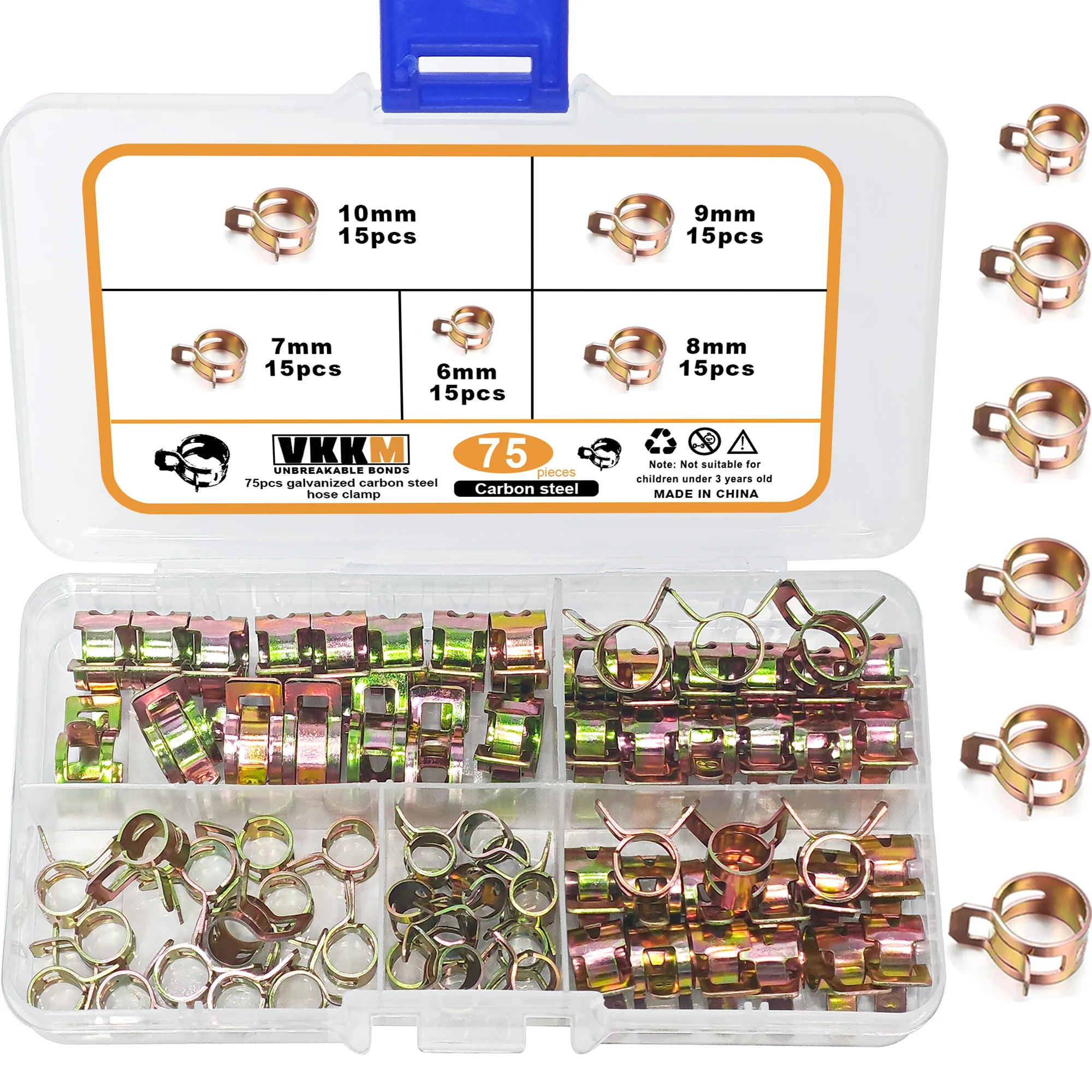 

75/90Pcs 6mm-16mm for Choose Fuel Spring Clip Vacuum Silicon Hose Clamp Autos Spring Clip Fuel Oil Water Hose Pipe Tube Clamp