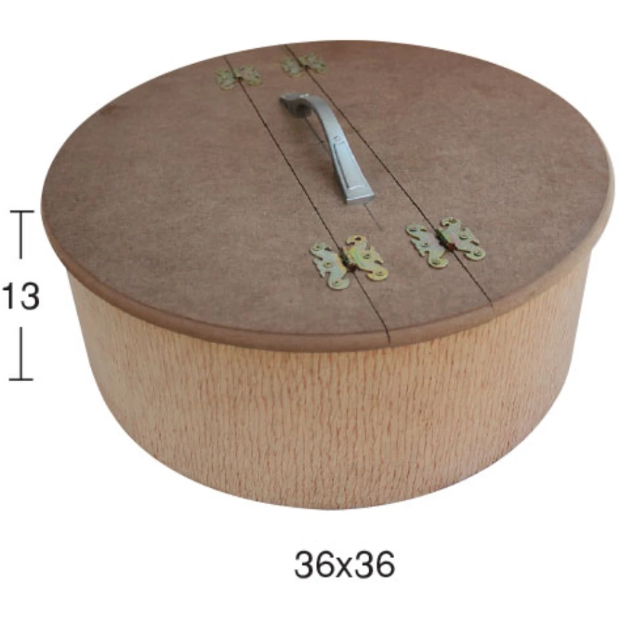 KU363 Round Contra Sewing Box, Unpainted Wooden Box