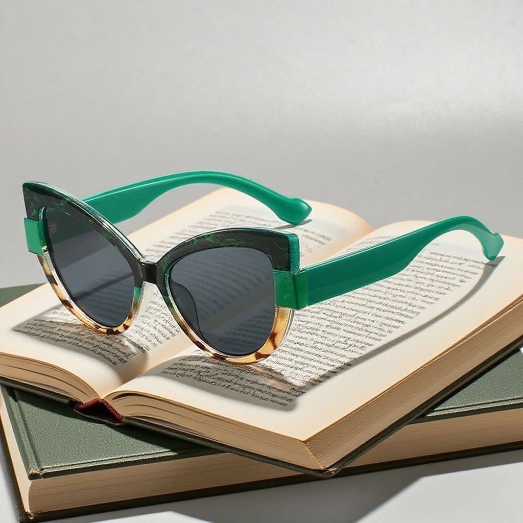 

2025 Popular Fashionable Cat Eye Women's Sunglasses with Oversized Frames Neutral Casual Personality UV400 Resistant Sunglasses