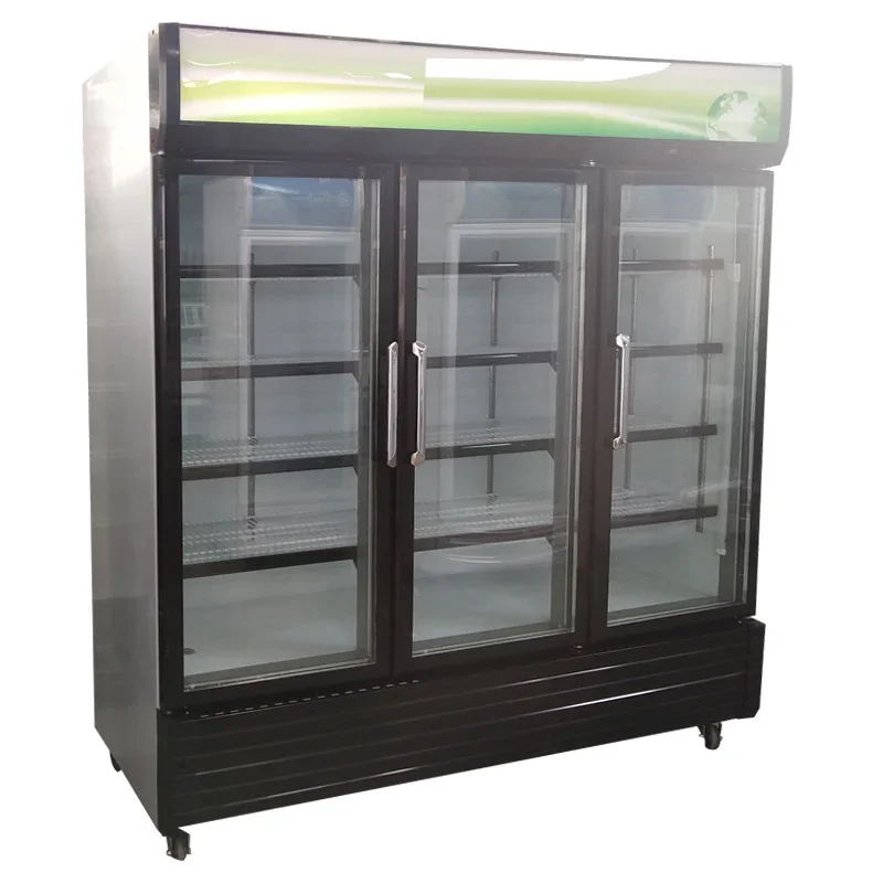 Supermarket Frozen Food Vertical Display Freezer Upright Freezer Chiller Commercial 3 Glass Door Freezer