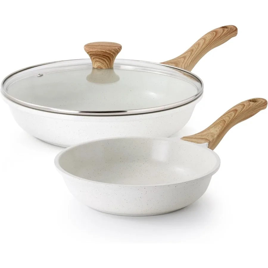 

Nonstick Frying Pan Skillets with White Ceramic Coating for Healthy Cooking: Ideal for Omelettes and Everyday Use PTFE PFAS Fre