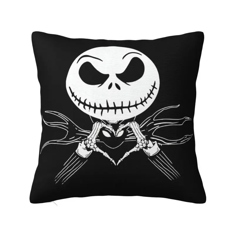 Custom Modern The Nightmare Before Christmas Cushion Cover Velvet Jack Skellington Heart Throw Pillow Case