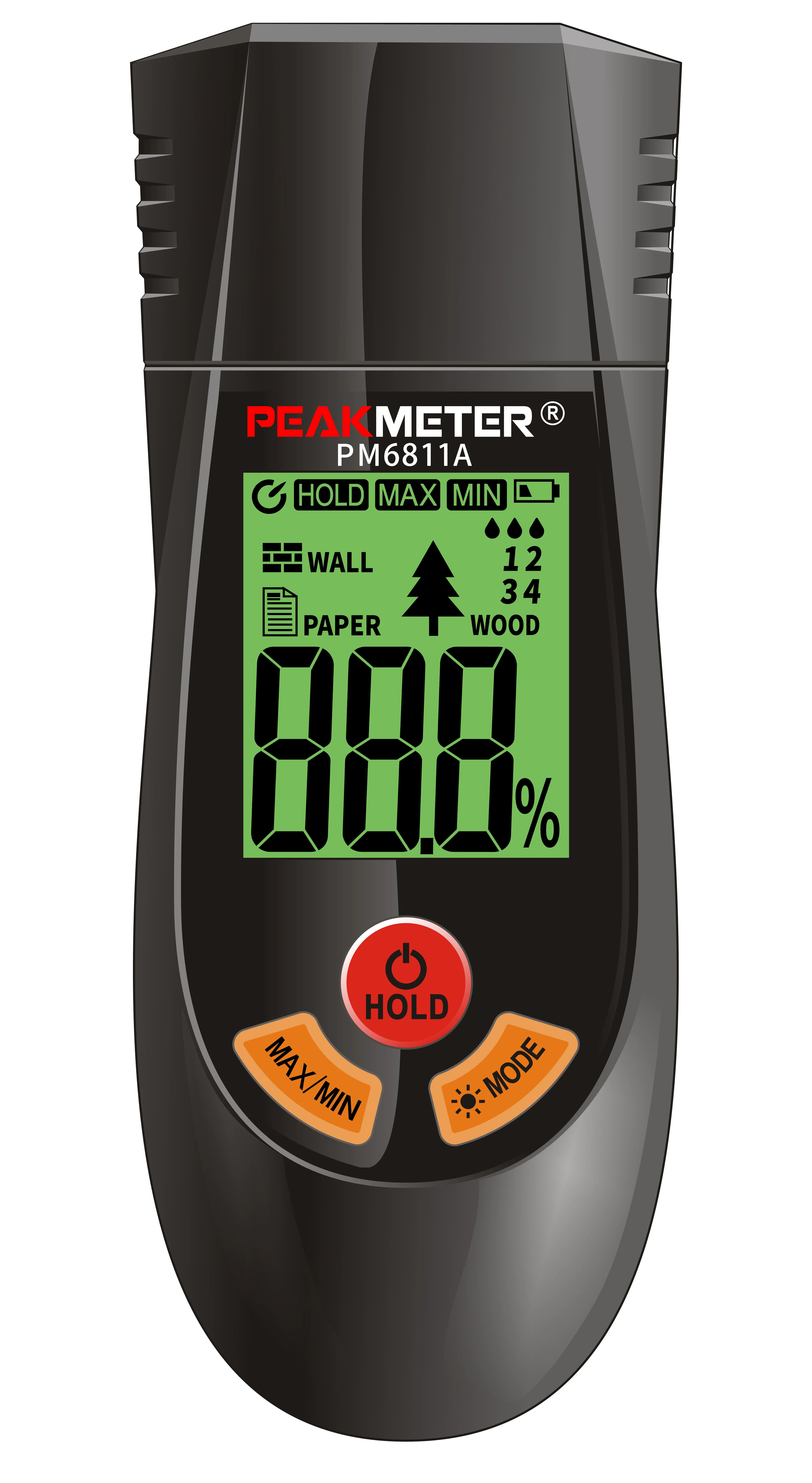 Peakmeter PM6811A Hand-held Wood Moisture Tester 4 type tree test Paper and Wall test Max Min value measurement