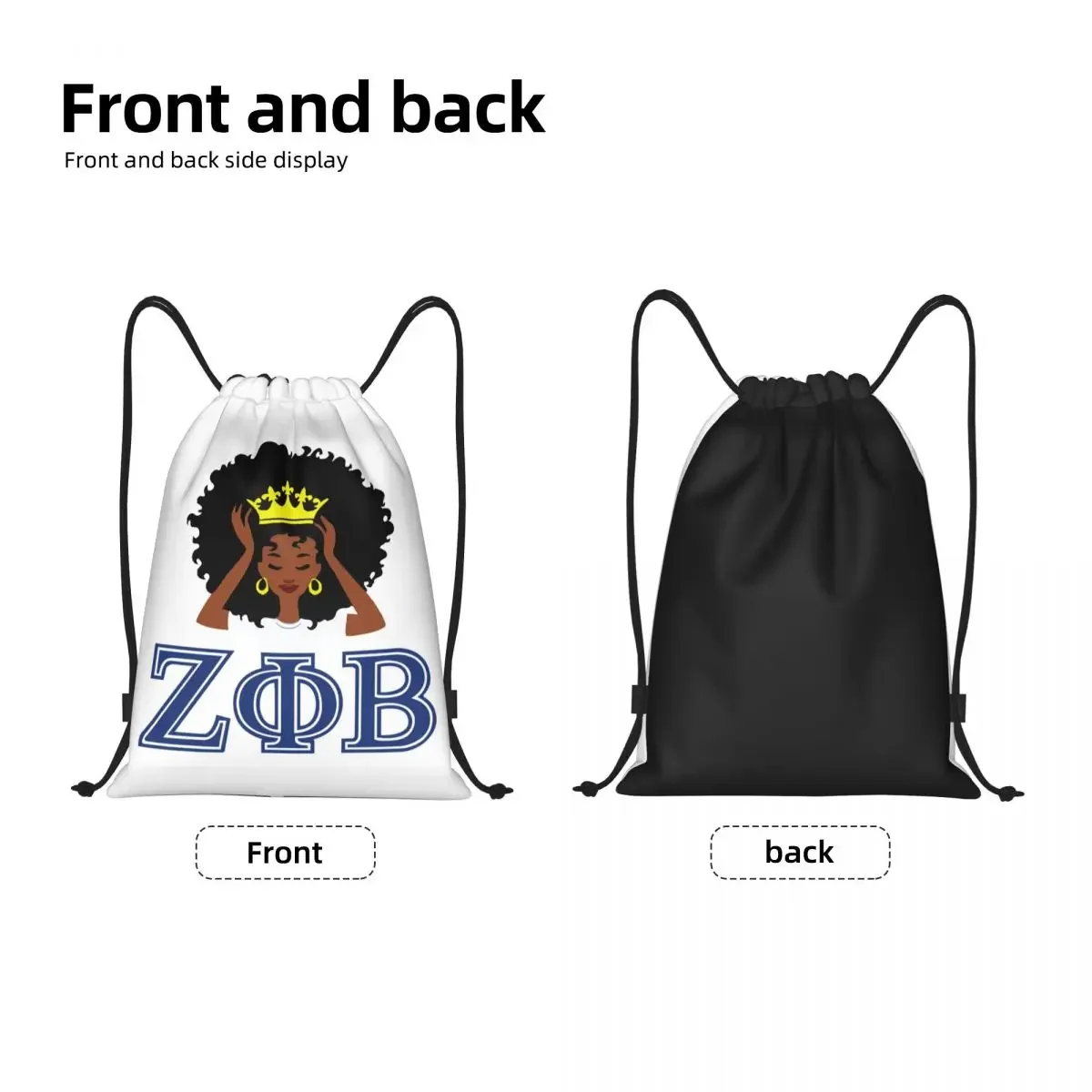 Zeta Phi Beta Drawstring Backpack Women Men Sport Gym Sackpack Portable Training Bag Sack